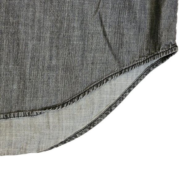 Eileen Fisher M Gray Chambray Denim Jean Popover Blouse Tunic Boho Tencel - Picture 2 of 9